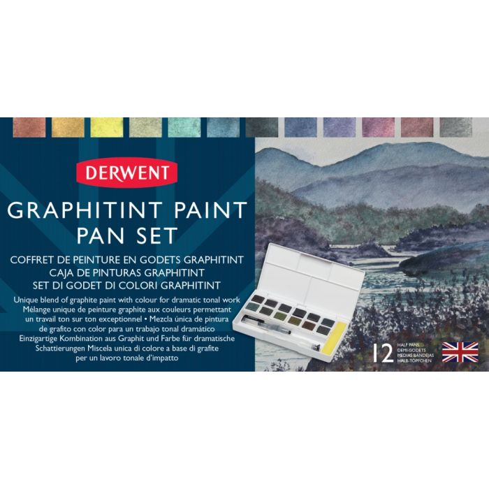 Derwent Graphitint 12 Half Pan Paint Set